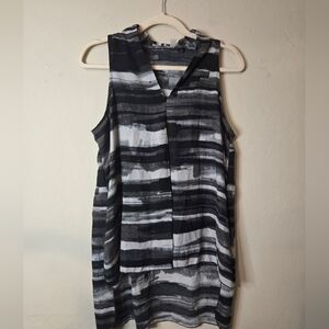 Monochrome Striped Sleeveless Blouse